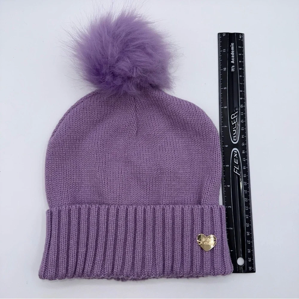 Betsy Johnson Knit Pom Beanie Lavender